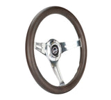 NRG Classic Wood Grain Wheel - 350mm 3 Chrome Silver Spokes Oak Color Wood