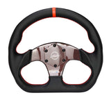 NRG Carbon Fiber Flat Bottom Steering Wheel (320mm) Red CF Center w/Red Stitch/Center Mark