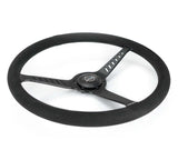 NRG Reinforced Stealth Wheel (380mm) 3 Spoke Center - 1in Deep Dish - Vegan Suede Red Stitch