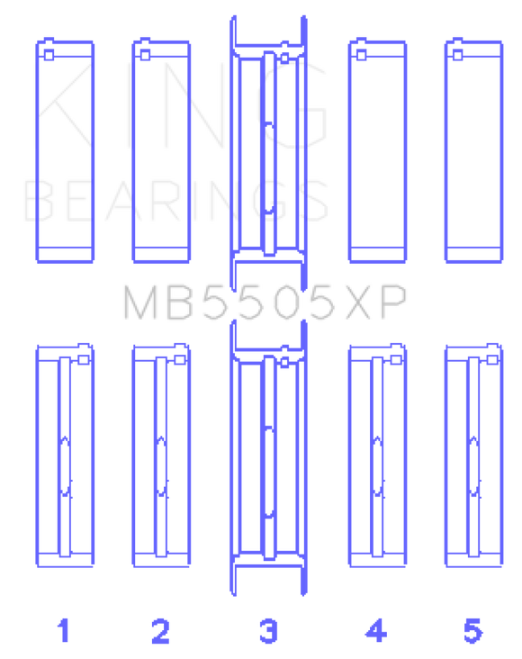 King Ford V8 351ci 5.8L / 400ci 6.6L 16V (Size .001) Main Bearing Set