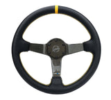 NRG Carbon Fiber Steering Wheel (350mm) Leather Trim w/Gold Stitching/Center Mark