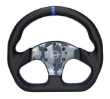 NRG Carbon Fiber Steering Wheel (320mm) Blue CF Center w/Blue Stitch Blue Center Mark Flat Bottom