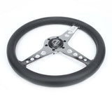 NRG Light Weight Gaming Steering Wheel - Driftz 350mm 3 Chrome Spokes Perforated Leather