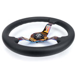 NRG Light Weight Gaming Steering Wheel - Splitz NeoChrome Silver Spokes Perforated Leather