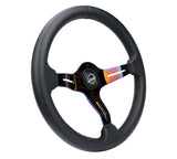 NRG Light Weight Gaming Steering Wheel - Splitz NeoChrome Silver Spokes Perforated Leather