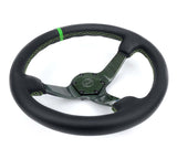 NRG Reinforced Steering Wheel (350mm) Green Carbon Fiber Center - Green Stitching & Center Mark