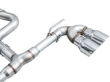 AWE Tuning MK8 Volkswagen Golf R 3in Track Edition Quad Exhaust - Chrome Silver Tips