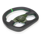 NRG Carbon Fiber Flat Bottom Steering Wheel (320mm) Green CF Center w/Green Stitch/Center Mark