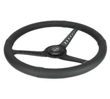 NRG Reinforced Stealth Wheel (380mm) 3 Spoke Center 1in Deep Dish - Perforated Leather Black Stitch