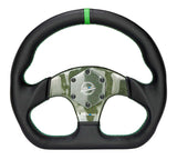 NRG Carbon Fiber Flat Bottom Steering Wheel (320mm) Green CF Center w/Green Stitch/Center Mark