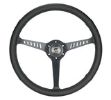 NRG Reinforced Stealth Wheel (380mm) 3 Spoke Center 1in Deep Dish - Perforated Leather Black Stitch