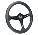 NRG Light Weight Gaming Steering Wheel - 350mm 3 Chrome Silver Spokes Perforated Leather