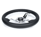 NRG Light Weight Gaming Steering Wheel - Splitz Chrome Silver Spokes Perforated Leather