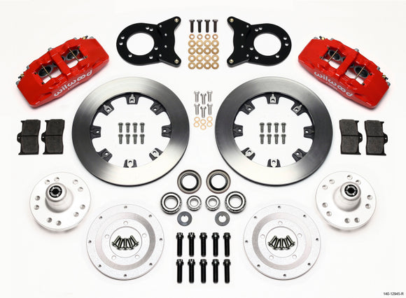 Wilwood Dynapro 6 Front Hub Kit 12.19in Red 1970-1973 Mustang Disc & Drum Spindle