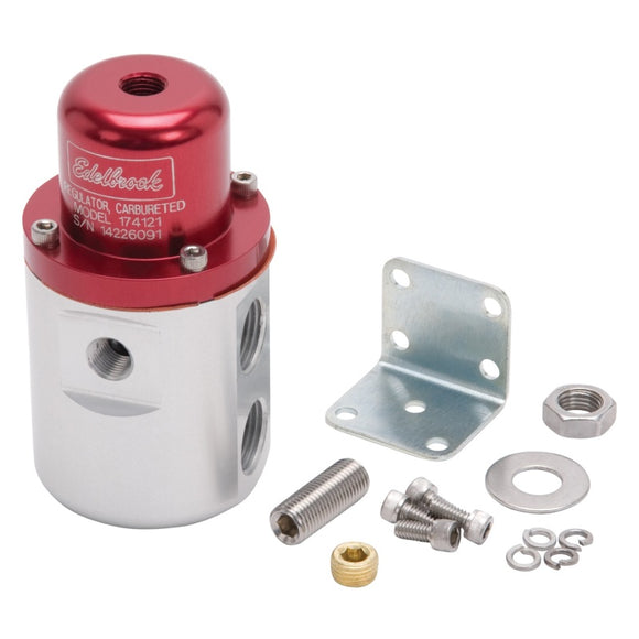 Edelbrock Fuel Pressure Regulator Carbureted 160 GPH 5-10 PSI 3/8In In/Out Retunless Red/Clear
