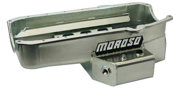 Moroso Pre-80 Chevrolet Small Block (w/2 Piece Seal & Low Clearance) Wet Sump 7qt 7in Steel Oil Pan