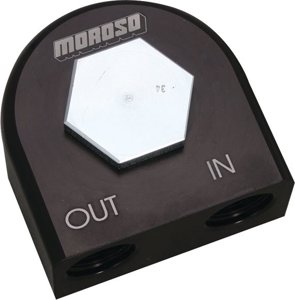 Moroso Universal Remote Oil Filter Adapter - 90 Degree - 3/4in-16 Thread