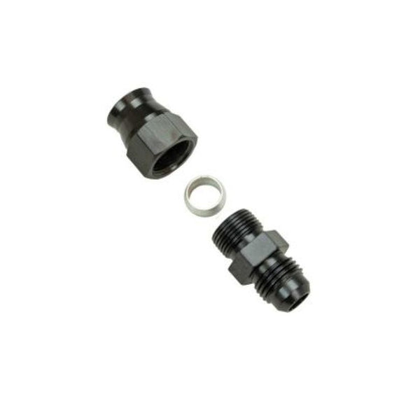 Moroso Aluminum Fitting Adapter 6AN Male to 3/8in Tube Compression - Black