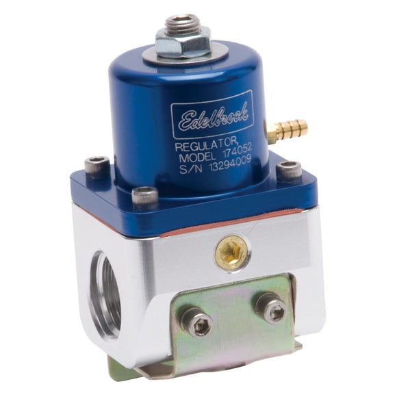 Edelbrock Fuel Pressure Regulator Carbureted 180 GPH 5-10 PSI -10 In/Out -6 Return Blue/Clear