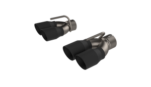 QTP 15-18 Dodge Challenger 6.2L/6.4L 304SS Screamer Exhaust 3in Quad Tip Adapter w/Black Tips