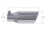 MBRP Universal Tip 4in OD 2.75in Inlet 10in Length Angled Rolled End T304