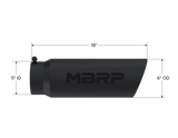 MBRP Universal Tip 6in OD Angled Rolled End 5in Inlet 18in Length Black Finish Exhaust