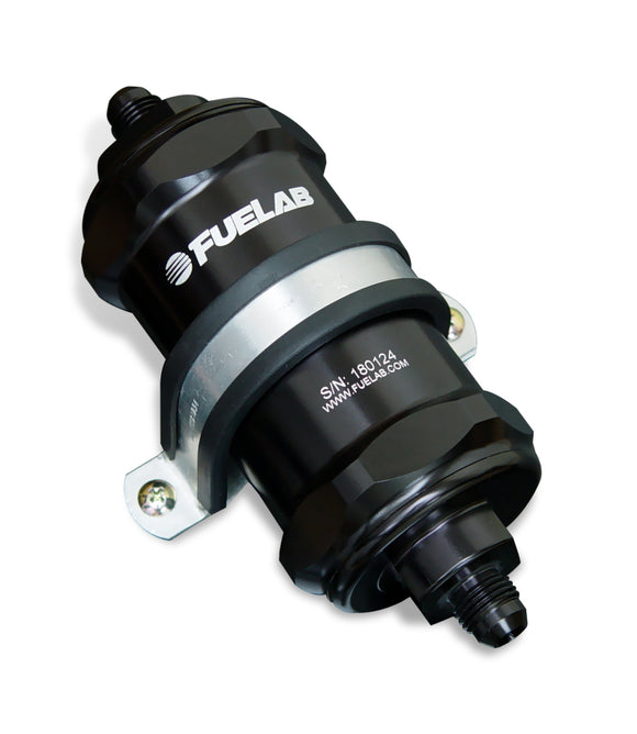 Fuelab 818 In-Line Fuel Filter Standard -12AN In/Out 40 Micron Stainless - Black