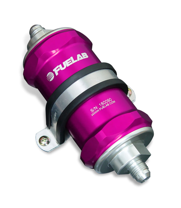 Fuelab 818 In-Line Fuel Filter Standard -12AN In/Out 40 Micron Stainless - Purple