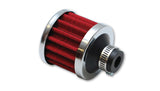 Vibrant Crankcase Breather Filter w/Chrome Cap 2 1/8in 55mm Cone ODx2 5/8in 68mm Tallx1/2in 12mm ID