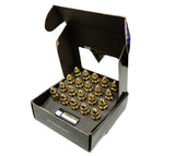 NRG 500 Series M12 X 1.5 Bullet Shape Steel Lug Nut Set - 21 Pc w/Lock Key - Chrome Gold