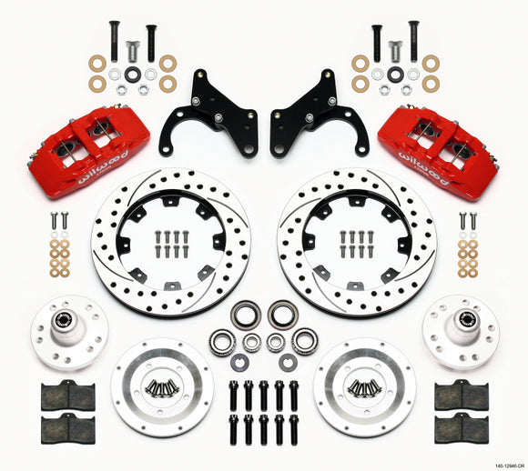 Wilwood Dynapro 6 Front Hub Kit 12.19in Drilled Red 69-70 Impala Drum/Disc 69-82 Vette