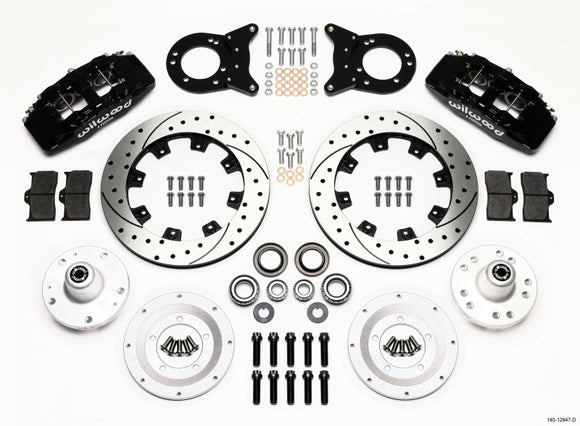 Wilwood Dynapro 6 Front Hub Kit 12.19in Drilled 1965-1969 Mustang Disc & Drum Spindle