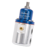 Edelbrock Fuel Pressure Regulator Carbureted 160 GPH 5-10 PSI 3/8In In/Out Returnless Blue/Clear